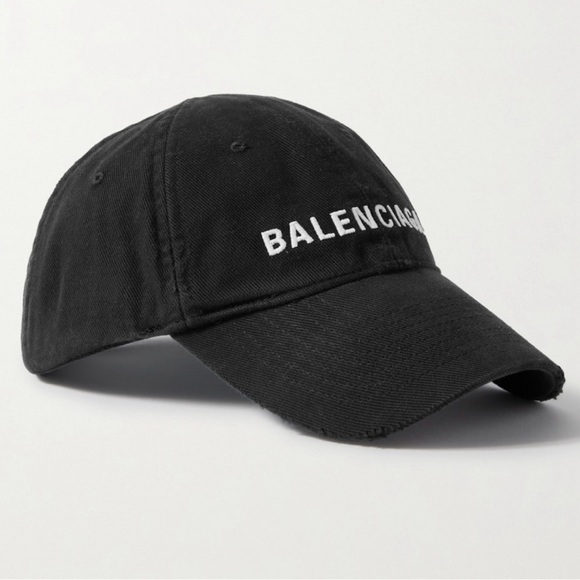 BALENCIAGA logo embroidered distressed baseball hat cap - Picture 1 of 4